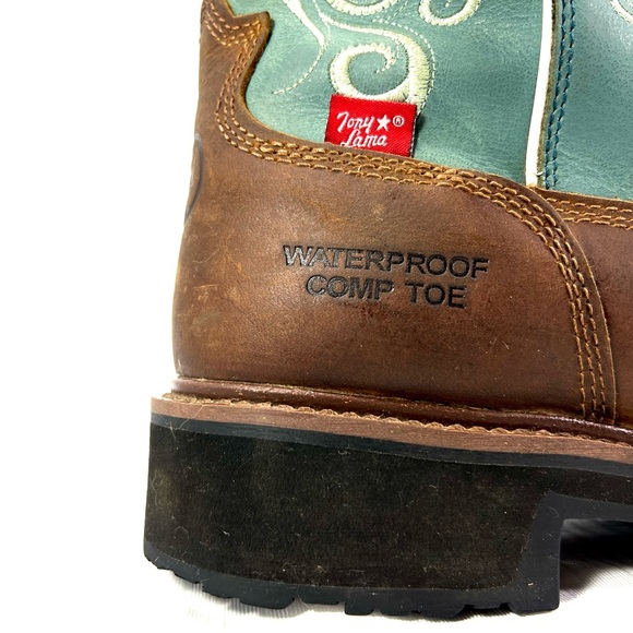GLADEWATER - Tony Lama - Womens Safety Comp Toe Waterproof Work Boots - Picture 3 of 9